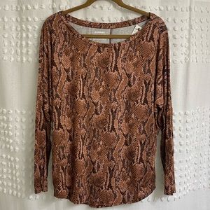 Express Crew Neck Snake Print Long Sleeve Shirt